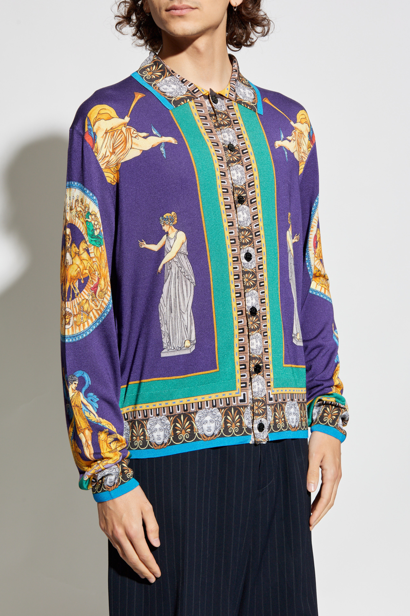 トップス vintage made in italyVERSACE cardigun ea Strawberry Garden Silk Knit Cardigan Red,White | VERSACE US